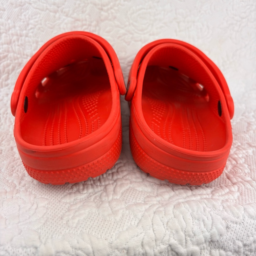 Red Crocs with Charms Size Women's 9 Men's 7 - Picture 6 of 8